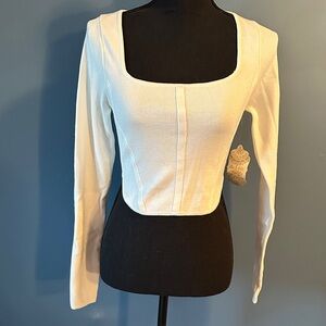 Altar'd State Cream Square Neck Blouse